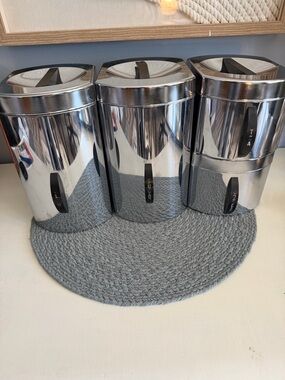 Vintage Kromex Stainless Steel Kitchen Canister Set - Silver